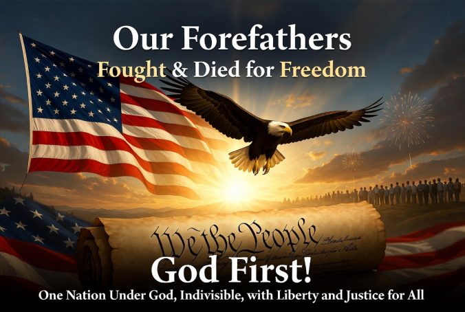 Our Forefathers Fought & Died for Freedom, We the People, God First, One Nation Under God, With Liberty and Justice for All