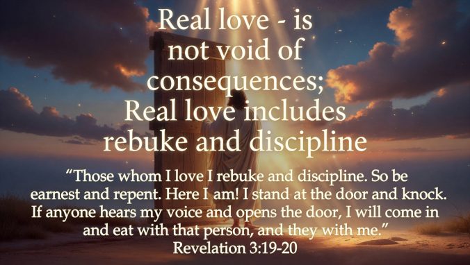 Real love is not void of consequences; Real love includes rebuke and discipline. Revelation 3:19-20