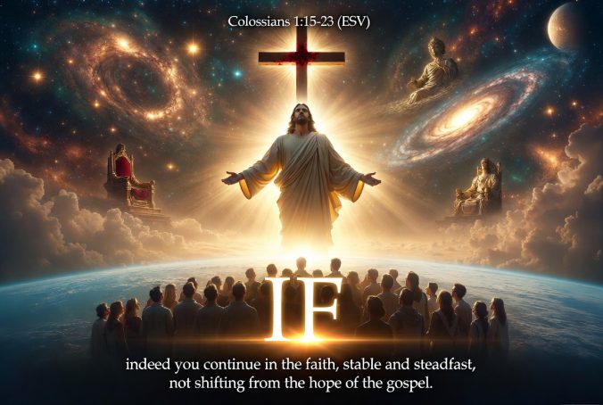 IF, indeed you continue in the faith, stable and steadfast, not shifting from the hope of the gospel