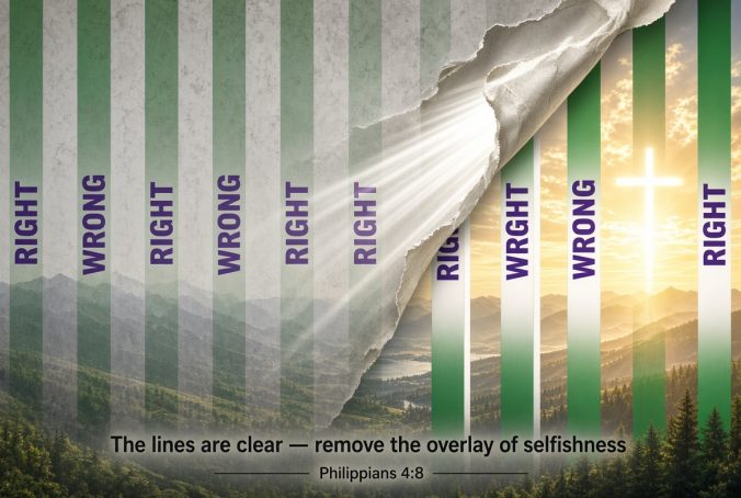The lines are clear, remove the overlay of selfishness Philippians 4:8