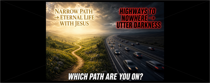 Narrow Path - Eternal life with Jesus, Highways to nowhere - utter darkness. Which path are you on?