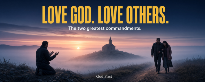 Love God. Love Others. The two greatest commandments God First!