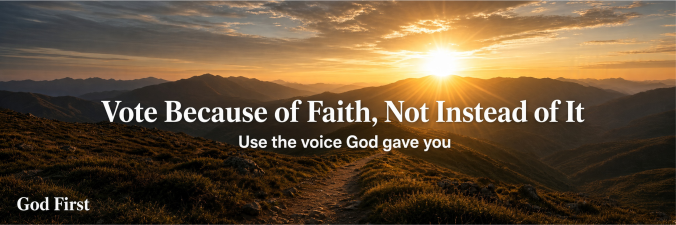 Vote because of your faith, not instead of it Use the voice God gave you