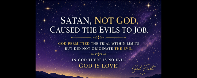 Satan, not God, caused the evils to Job God permitted the trial within limits but did not create the evil In God there is no evil God is Love